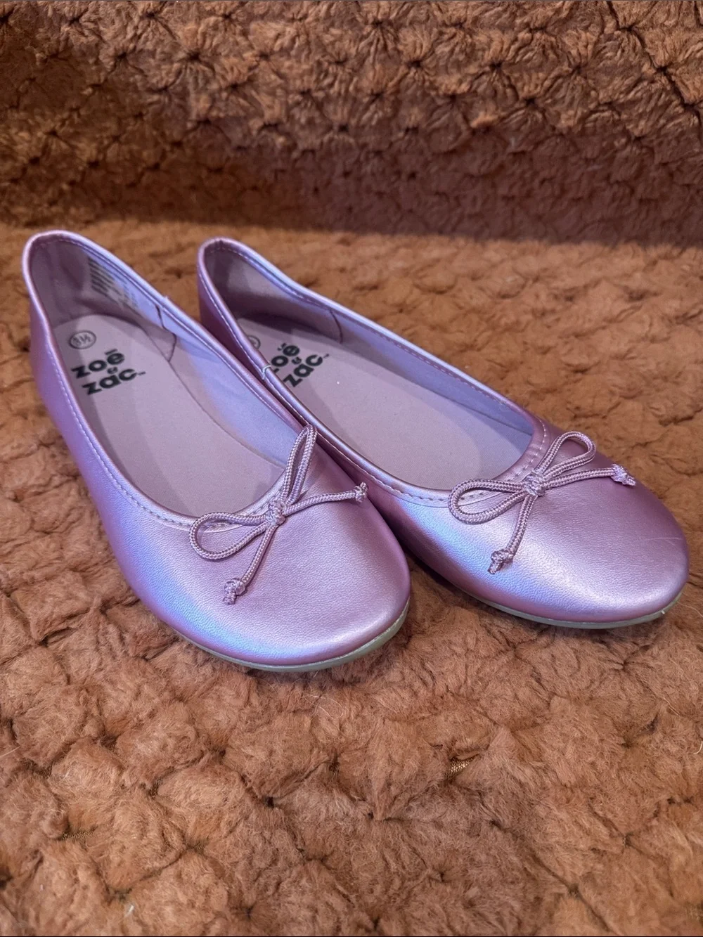 Zoe & Zac Girls' Metallic Pink Ballet Flats